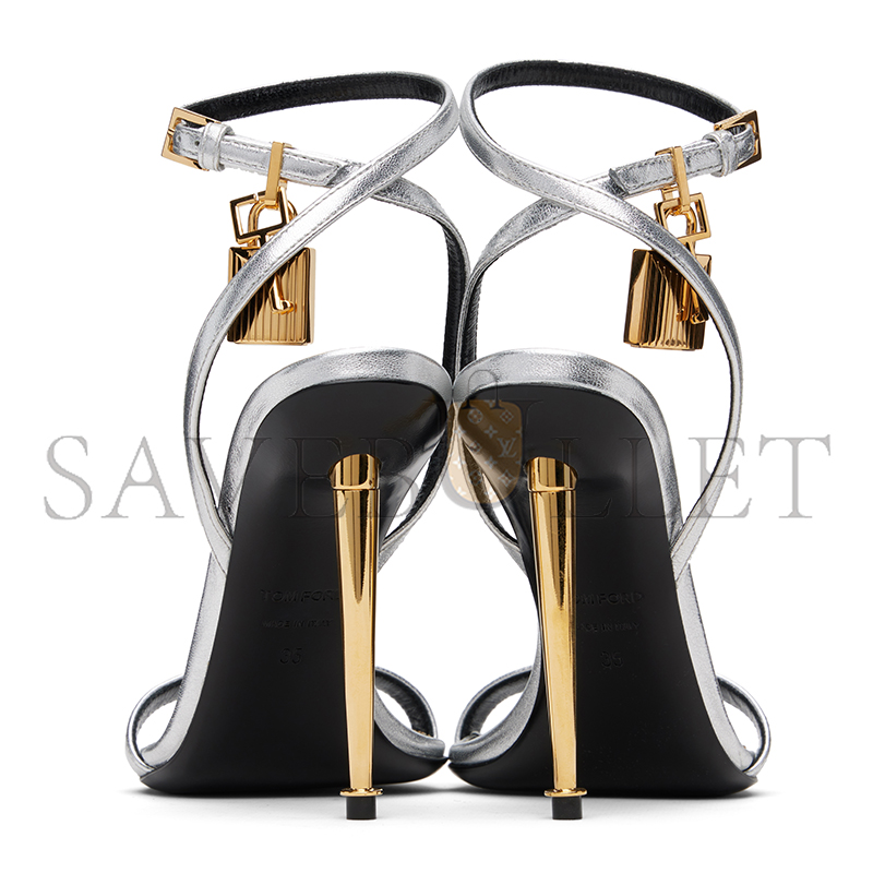 t0m F0rd gold nappa padlock pointy naked heeled sandals w2272j